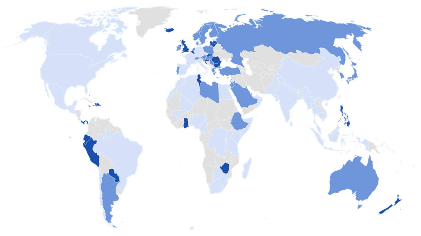 Map of countries impacted by TEAMFund Projects