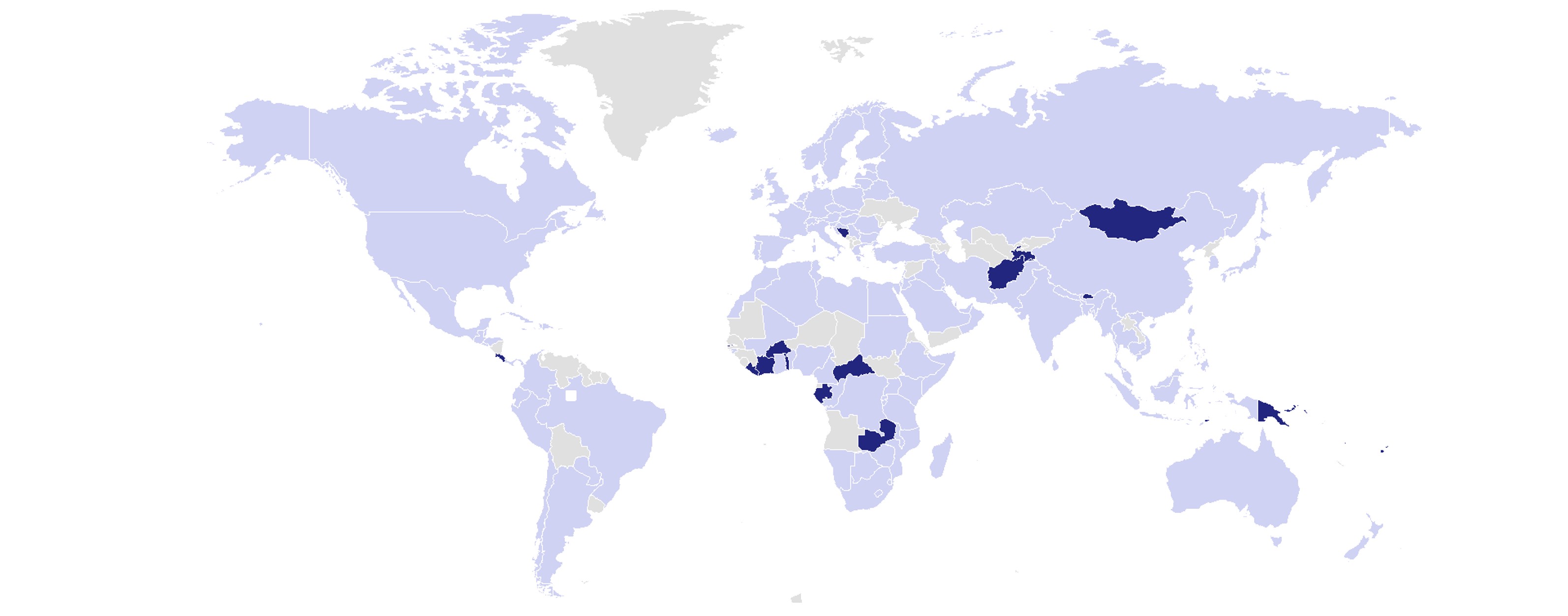 Map of countries impacted by TEAMFund Projects